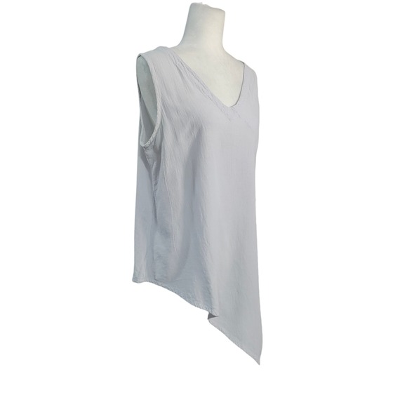 Oh My Gauze Light Gray Allie Cotton Top Asymmetrical Lagenlook Lightweight L XL - Picture 3 of 11